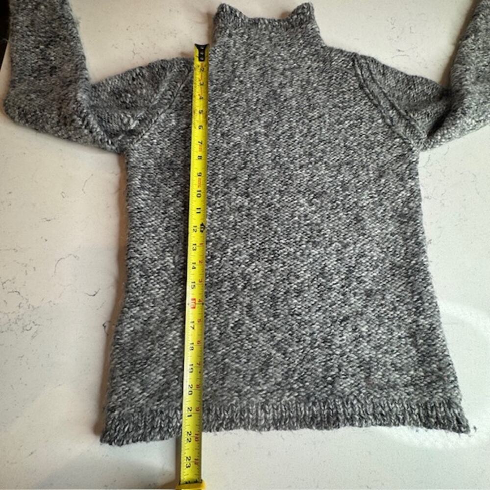 Burns Gray Marled Cable Knit Sweater Small Wool Alpaca Funnel Neck Cozy - Picture 12 of 15